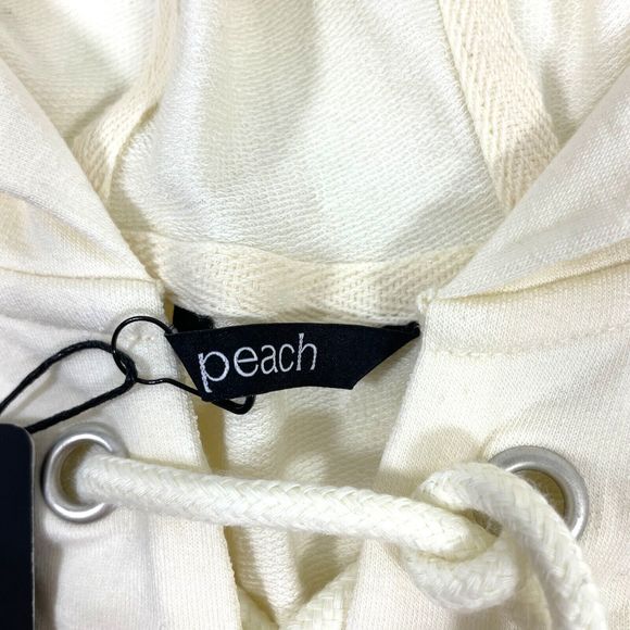WOMEN'S PEACH SHAFER HOODIE TOPS NWT - SIZE L - CREAM WHITE COLOR NEW - Picture 7 of 12